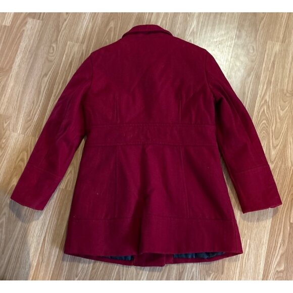 Tower By London Fog Coat Womens Lg Red Double Breasted Wool Blend Peacoat Lined - Picture 3 of 11